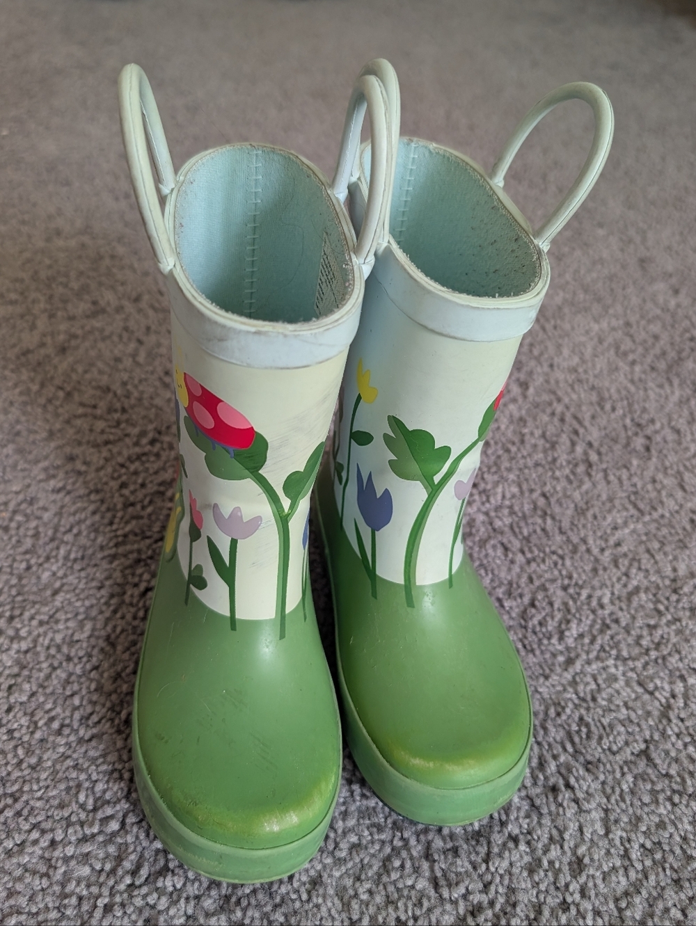 Cat & Jack Kids Floral Rain Boots - Green, blue and Multicolor. Size 8